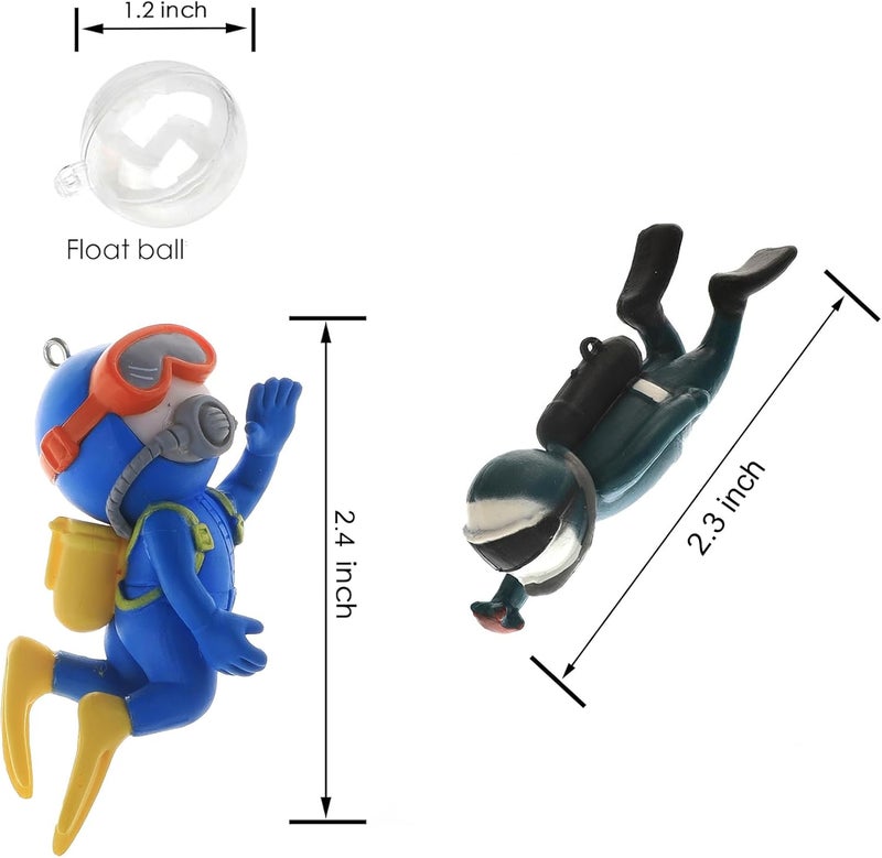 SUPTEC 2-Pack Cute Little Diver Fish Tank Decorations Aquarium Decoration Floating Aquarium Accessories Fish Playmate for Fish Tank Suitable for All Kinds of Fish and Fish Tanks Swimming Pool - Image 2